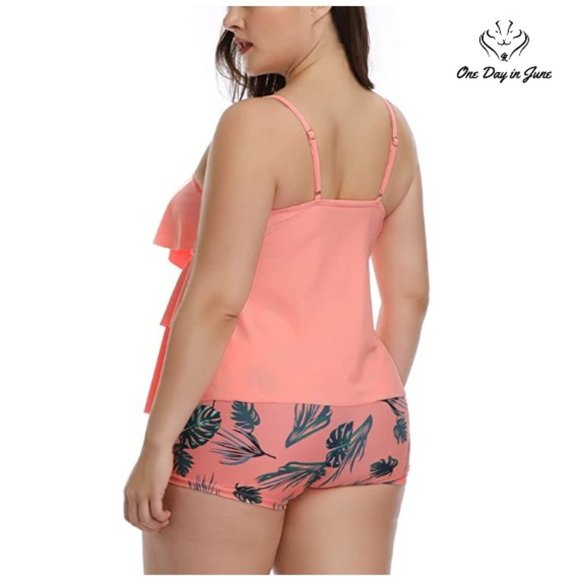 Plus Size Flounce Printed Tankini - Picture 2 of 3